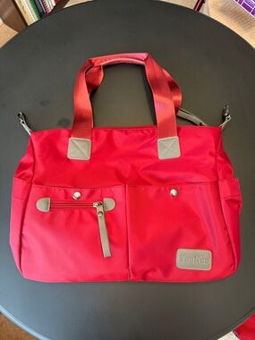 Red Everyday Tote with Front Pockets